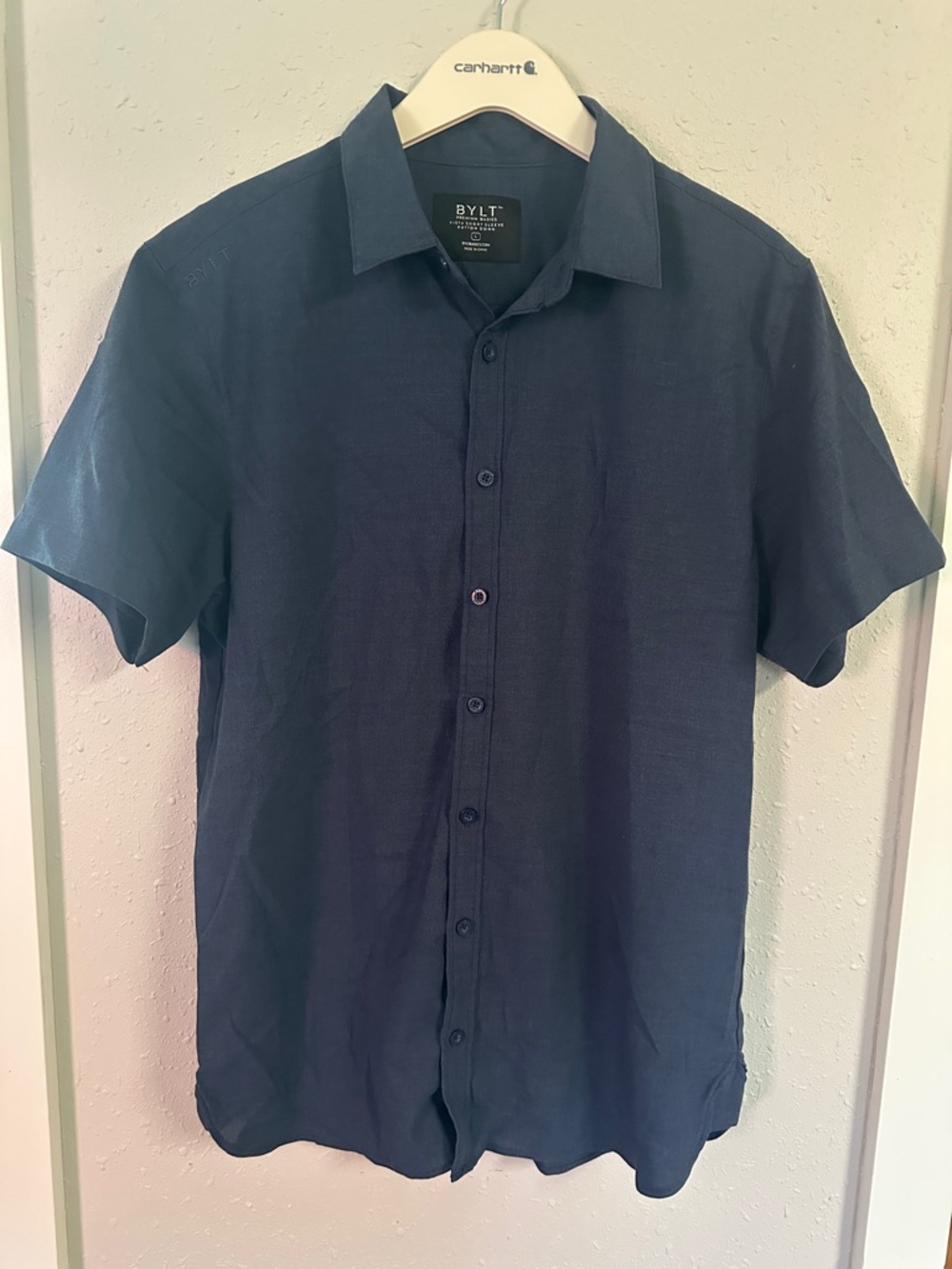 BYLT Men’s Short Sleeve Button-Down Shirt in Deep Navy